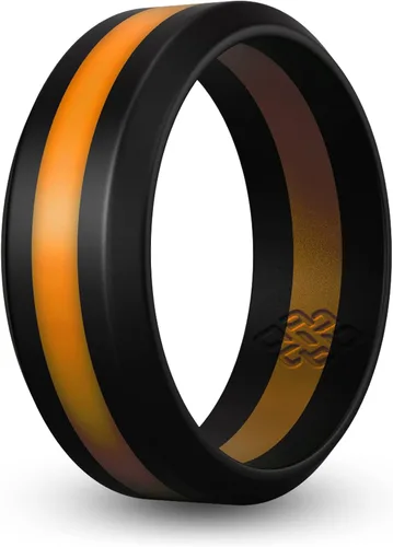 Vista 8 de Knot Theory Thin Line Silicone Ring for Men Women - 8mm Wedding Band Azul