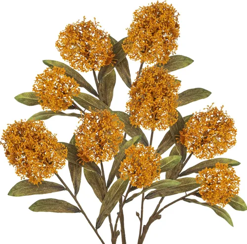 Vista 7 de Briful 3 piezas de flores artificiales de otoño de 22.8 pulgadas, color naranja quemado, ramas de flores artificiales, tallos de Skimmia de otoño