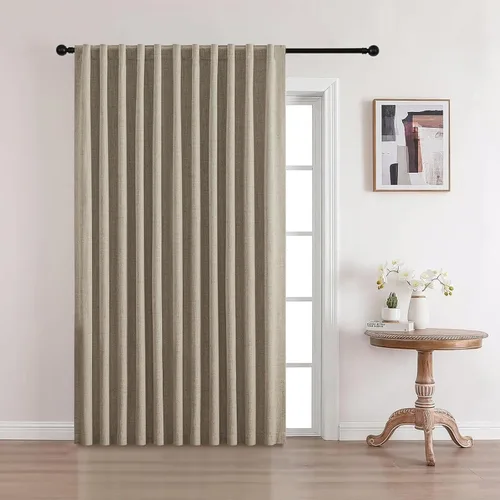 Vista 35 de CUCRAF Juego de 2 paneles de cortinas 100% opacas de lino de 84 pulgadas de largo, con pestaña trasera y bolsillo para barra para sala de estar