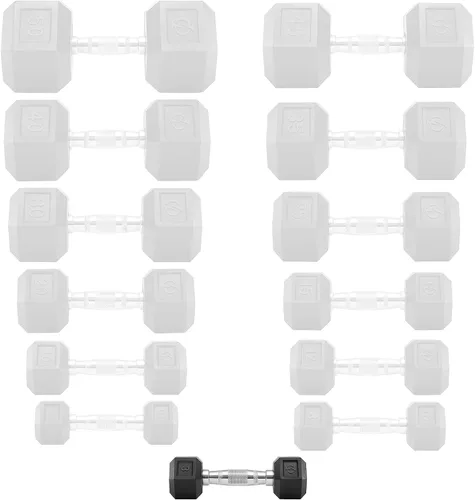Vista 4 de Philosophy Gym Mancuernas hexagonales con revestimiento de goma, pares