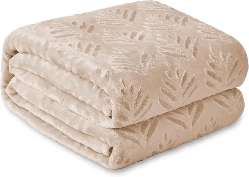 Vista 19 de Exclusivo Mezcla Manta de Vellón Tamaño King para Cama, Mantas Súper Suaves y Acogedoras para Uso Durante Todas las Estaciones, Patrón de Hojas