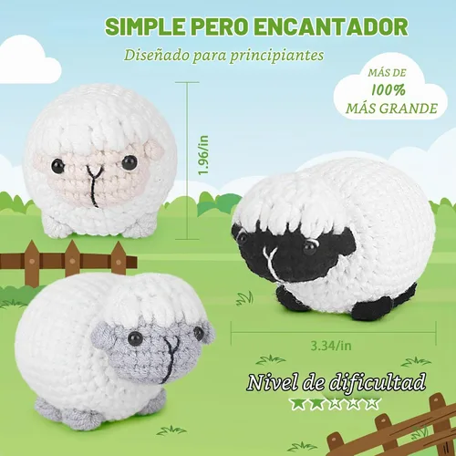 Vista 5 de Kit de ganchillo para principiantes, kit de inicio de ganchillo con tutoriales en video paso a paso, suministros de tejido de ganchillo Amigurumi 3