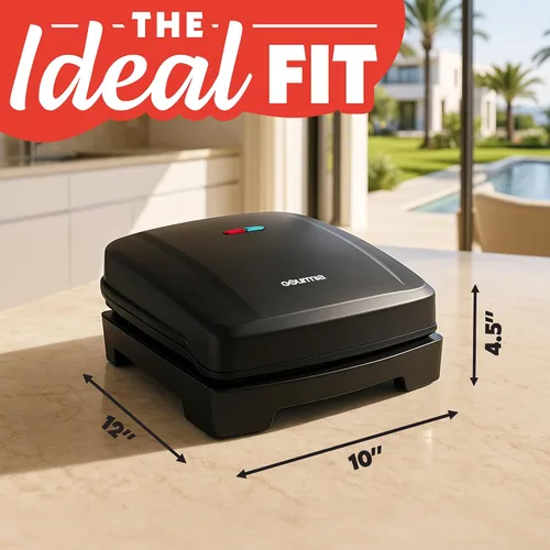 Vista 8 de Gourmia Parrilla interior y panini Maker – 4 porciones de contacto o parrilla abierta, cerámica antiadherente, luz indicadora de precalentamiento