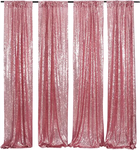 Vista 32 de Poise3EHome - Cortinas de lentejuelas con purpurina champagne, 2 piezas de 2 x 8 pies, paneles de purpurina para fiesta de Halloween, fiesta
