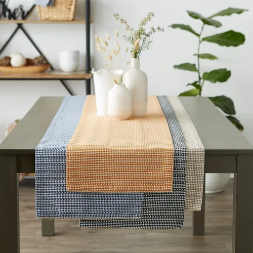 Vista 7 de DII Farmhouse Gingham, colección de mesa a cuadros, camino de mesa, 14x72, negro