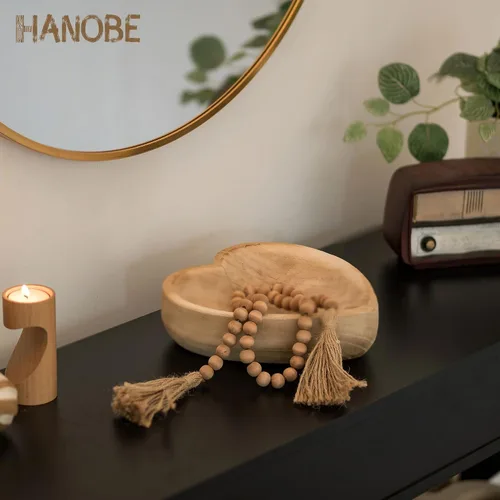 Vista 4 de Hanobe Tazón decorativo de madera en forma de corazón de 10 "para