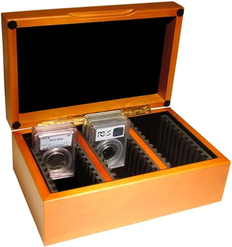 Vista 8 de Guardhouse Caja de almacenamiento/exhibición de diez monedas con acabado mate negro para titulares de monedas de estilo certificado o certificado