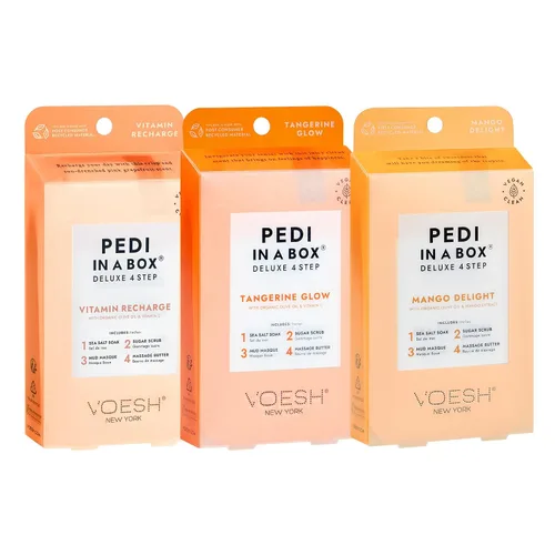 Vista 9 de VOESH Pedi in a Box - Potenciador de energía de eucalipto de 4 pasos, paquete de 3, juego de pedicura, pedicura en casa, pedicura de spa, remojo