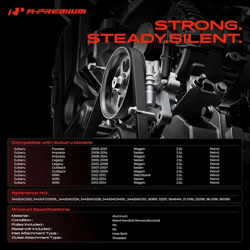 Vista 2 de Bomba de dirección asistida A-Premium compatible con Subaru Outback/Legacy 2005-2009, Forester 2009-2013, Impreza 2008-2014, WRX 2012-2014, 2.5L