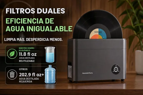 Vista 4 de HumminGuru Limpiador de discos de vinilo ultrasónico - Máquina de limpieza de discos de vinilo ultrasónico de 40kHz con secado automático, Kit