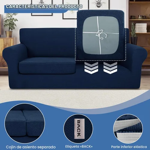 Vista 4 de JIVINER Fundas de sofá de 3 piezas para sofá de 2 cojines, funda elástica para sofá con 2 fundas de cojín de asiento extra grandes, fundas de sofá