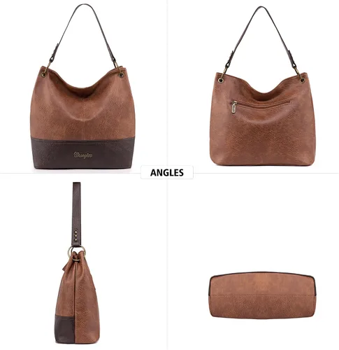 Vista 4 de Wrangler Hobo - Bolsas para mujer de cuero vegano con asa superior, bolsos de hombro y bolsos