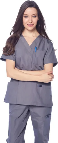 Vista 4 de Dagacci Scrubs Uniforme Médico para Mujeres y Hombres Conjunto de Scrubs Médicos Top y Pantalones