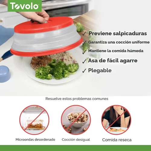 Vista 3 de Tovolo Cubierta antisalpicaduras para microondas para alimentos, mediano (rojo manzana acaramelada) – Tapa protectora antisalpicaduras de silicona