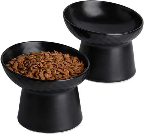 Vista 13 de Pequeños cuencos elevados de cerámica para gatos, cuencos elevados inclinados para alimentos o agua, sin estrés, prevención de reflujo, aptos
