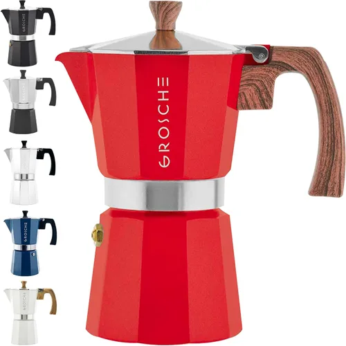 Vista 14 de GROSCHE Milano - Cafetera Moka para estufa, olla de expreso para 3 tazas de café, 5 oz, color negro - Cafetera cubana para estufa, cafetera Moka