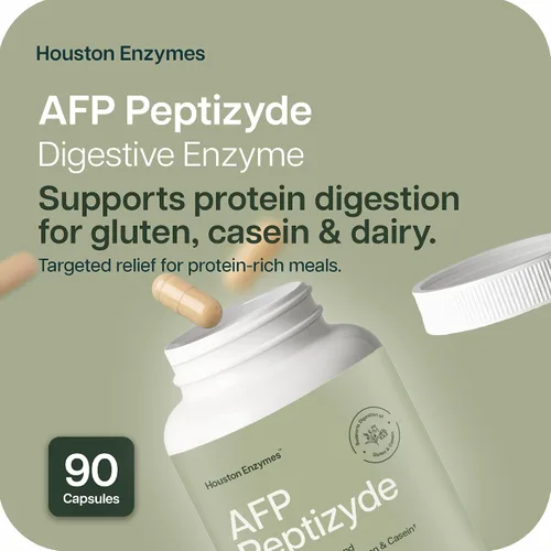 Vista 2 de Houston Enzymes – Peptizyde AFP – 90 cápsulas – Combinación de enzimas formulada profesionalmente con actividad DPP IV – Apoya la digestión