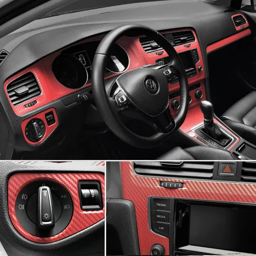 Vista 5 de Adhesivo en 3D de fibra de carbono de vinilo para envolver el coche, hoja adhesiva de vinilo para envolver el coche, rojo, 127 x 30 cm 50" x 11.8