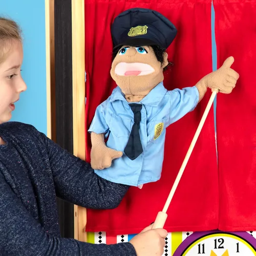 Vista 5 de Melissa & Doug - Paquete de marionetas, oficial de policía y bomberos