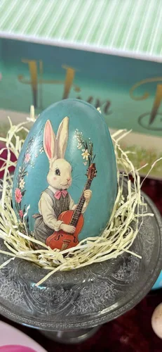 Vista 3 de Bärli - Juego de 10 huevos de Pascua de lata vintage, reutilizables, de metal