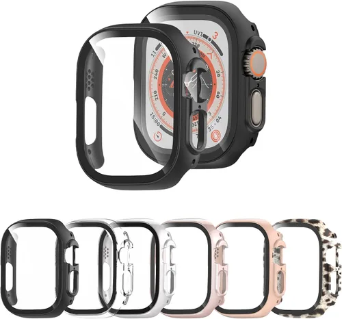 Vista 18 de 6 Pack de fundas rígidas de PC con protector de pantalla de vidrio templado para Apple Watch 40mm SE 3/SE (2ª Gen) Series 6/SE/5/4, Rontion - Funda