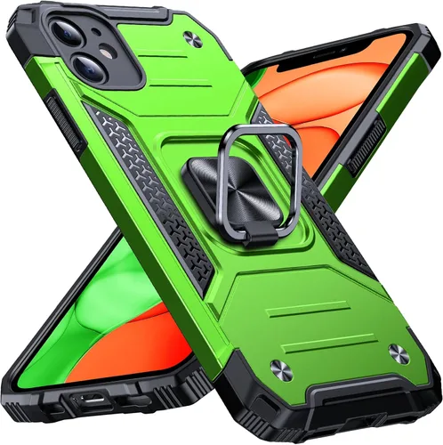 Vista 70 de Anqrp Funda resistente para iPhone 6/7/8/SE/SE2 con soporte de anillo mejorado y agarre, grado militar, a prueba de golpes, resistente y robusta