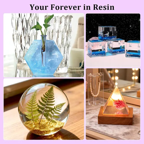 Vista 6 de K KERNOWO Kit de resina epoxi con luz para principiantes, kit de resina y moldes, juego completo de manualidades para adultos y mujeres, juego