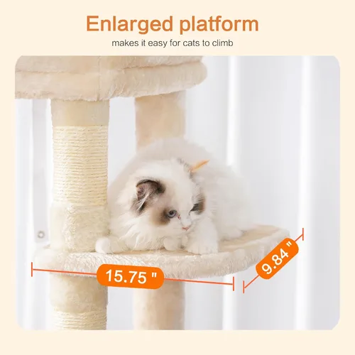Vista 6 de Heybly Árbol para Gatos para Gatos Grandes de 20 libras de Servicio Pesado, Torre para Gatos XXL de 60 pulgadas para Gatos de Interior, Condominio