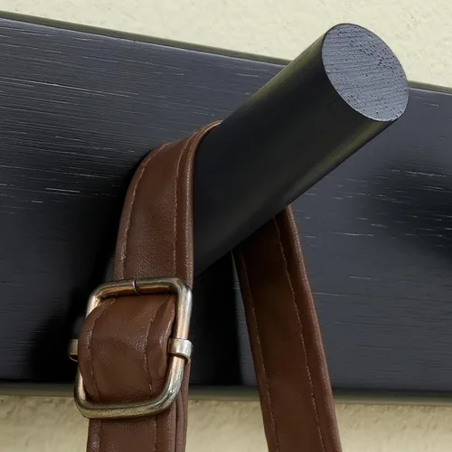 Vista 6 de SKOLOO - Perchero de pared de madera con 10 ganchos largos de bambú para colgar mochila, abrigo, toalla o sombrero, con 16 pulgadas de orificio a