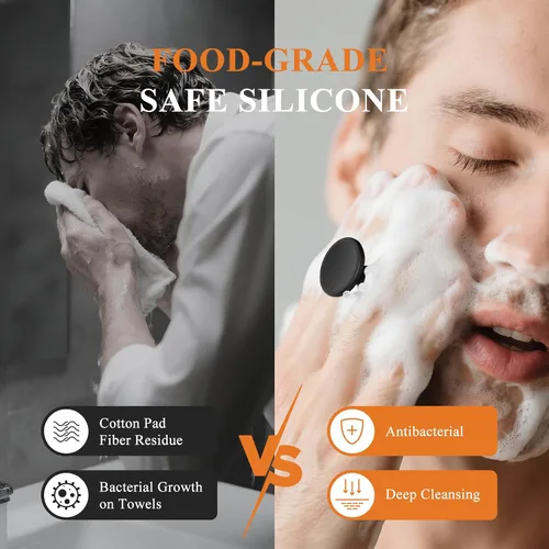 Vista 3 de VWMYQ Cepillo de limpieza facial de silicona para hombres, almohadilla exfoliante suave y masajeador, cepillo de limpieza facial de silicona
