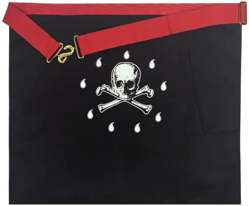 Vista 2 de Delantal Masonic Scottish Rite AASR Master M+B bordado a mano (cuero), Rojo-Blanco