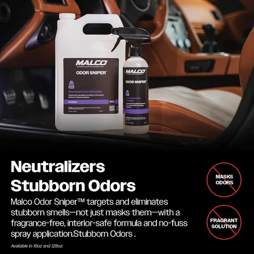 Vista 6 de Malco Odor Sniper - Eliminador de olores sin fragancia para interiores de automóviles/Penetra los olores en la fuente/Neutraliza químicamente