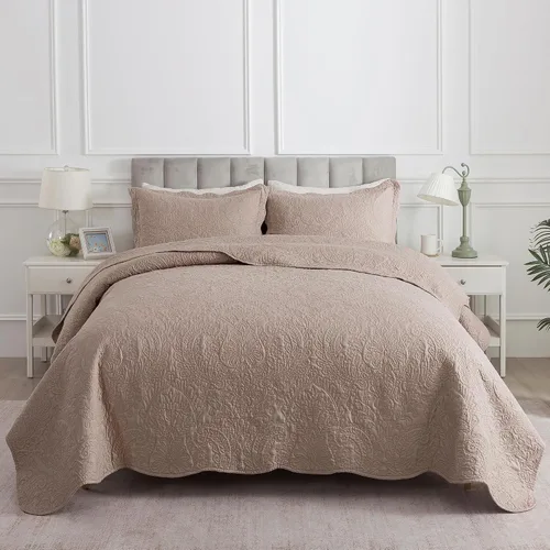 Vista 57 de HoneiLife Juego de ropa de cama tamaño Queen, juego de edredón de microfibra para cama Queen, colchas ligeras de 3 piezas, edredones reversibles