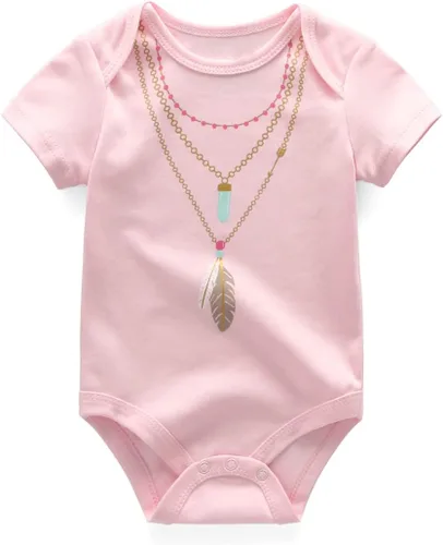 Vista 6 de Chamie Paquete de 3 mamelucos para bebé recién nacido, ropa de bebé de manga corta para niños y niñas, color rosa, Rosado