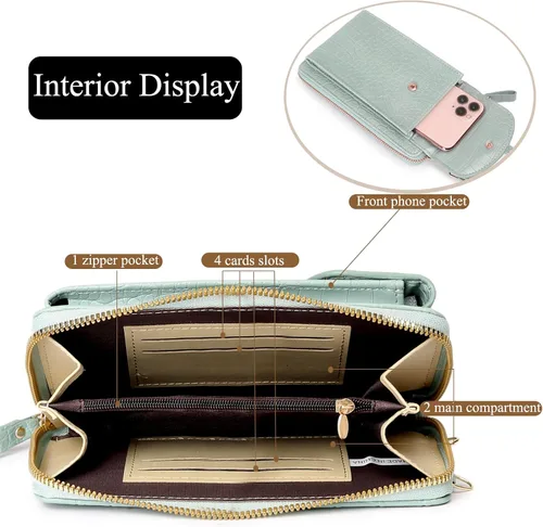 Vista 4 de DIVCIDLC Bolso cruzado pequeño para teléfono celular, cartera con ranuras para tarjetas
