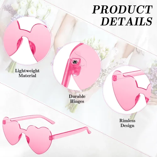 Vista 3 de Heart Shaped Sunglasses Candy Color Rimless Fun Heart Sunglasses for Women Men Party Favors