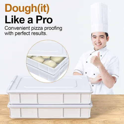 Vista 8 de Paquete de 2 cajas de masa apilables para pizza con 2 tapas Plastic, Bread Container, Dough Trays, airtight lid keeps dough fresh, fits neatly in