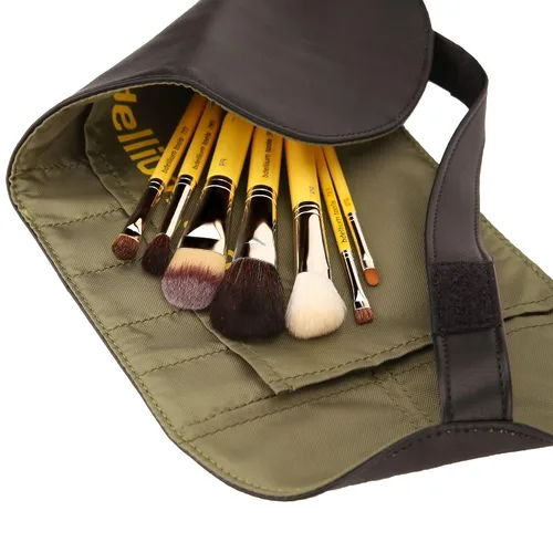 Vista 5 de Bdellium Tools Profesional Maquillaje Línea de Viaje Básico 7pc. Juego de cepillos con bolsa enrollable