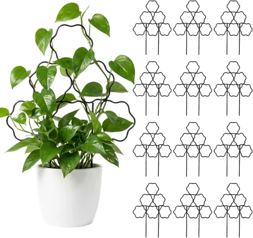 Vista 12 de ZOUTOG Paquete de 9 enrejados para plantas trepadoras al aire libre de 15 pulgadas, enrejado de jardín de metal inoxidable para plantas en maceta