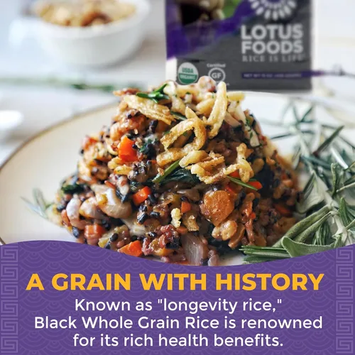 Vista 7 de Lotus Foods Organic Forbidden Rice - Arroz Negro Orgánico, Arroz Morado, Arroz Negro a Granel, Arroz Reliquia Sin Gluten, Grano Entero, Sin OGM