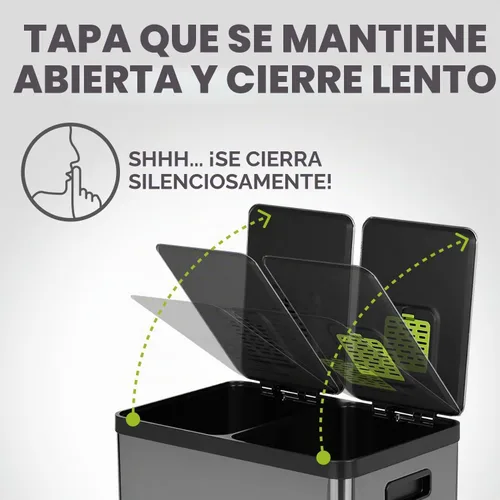 Vista 7 de SIMPLI-Magic Elegante bote de basura negro con pedal de 16 galones (60 litros), cubo de basura de cocina de doble compartimento con contenedores