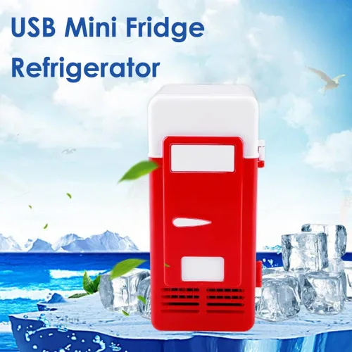 Vista 7 de Riloer Mini refrigerador portátil para automóvil, 5 V 10 W, enfriador y calentador de ahorro de energía, mini refrigerador USB LED con luz LED