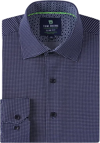 Vista 6 de Tom Baine Camisa de hombre ajustada de manga larga de alto rendimiento geométrica casual con botones