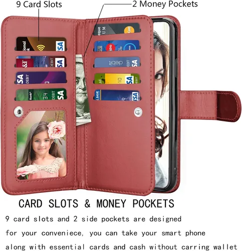 Vista 2 de Njjex Funda tipo cartera para iPhone 11 PRO Max 2019, para iPhone 11 PRO Max (6.5 pulgadas), [9 ranuras para tarjetas] Funda de piel sintética
