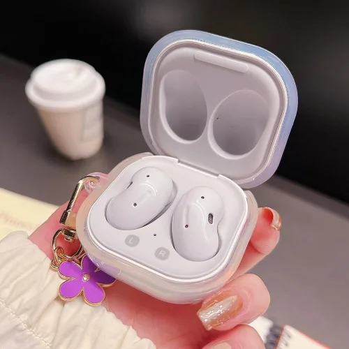 Vista 3 de Funda para Galaxy Buds FE/2 Pro/Pro/Live/Bud 2, funda completa de auriculares de mariposa con flores transparentes, accesorio de auriculares