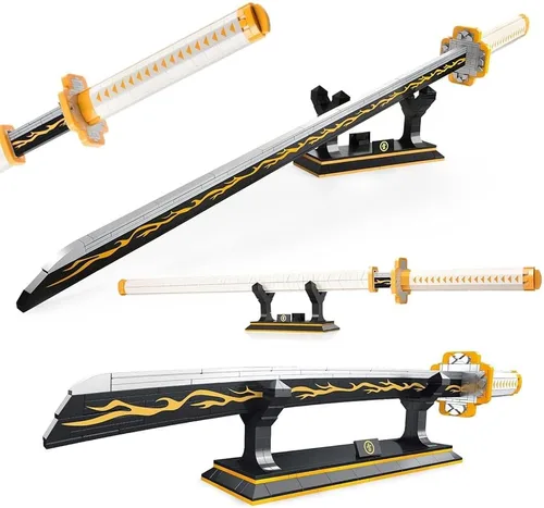 Vista 7 de SATHIBI Demon Swords - Juego de construcción para adultos, kit de modelo de bloque de construcción de cuchillos de 46 pulgadas de largo con soporte