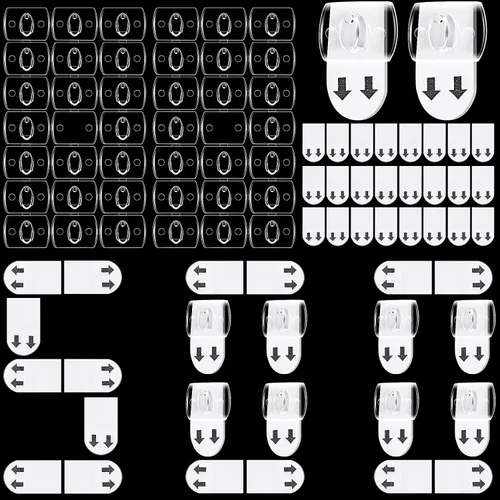 Vista 7 de Jetec 100 piezas de mini clips adhesivos transparentes para luces, ganchos para colgar, decoración de pared, para interiores, hogar, Halloween