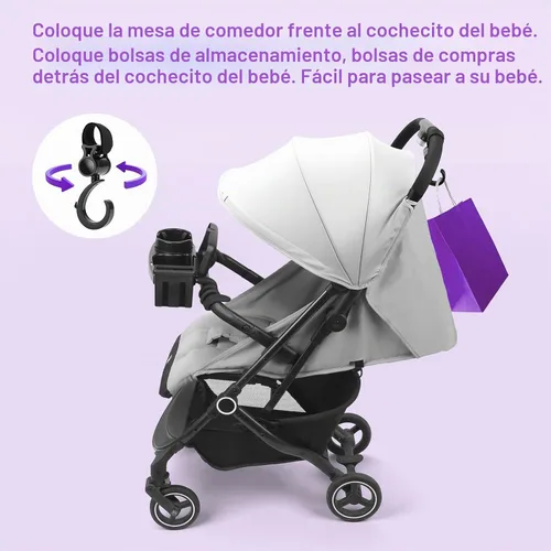 Vista 7 de Bandeja universal para refrigerios para cochecito, 3 en 1 soporte
