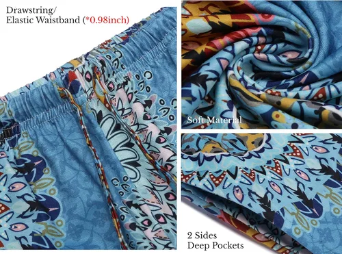 Vista 5 de Ekouaer - Pantalones cómodos de pijama, con bolsillos, a cuadros, elásticos y con cordón, para mujer