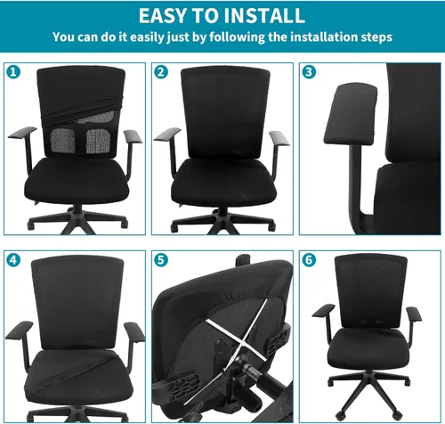 Vista 3 de Tatuo Funda para silla de computadora, funda de asiento de oficina con reposabrazos y respaldo, protector elástico elástico para silla giratorio
